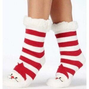 Winter Novelty Santa Sherpa Slipper Socks Charter Club L/XL